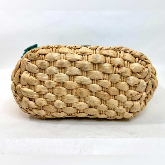 Caribbean Joe Straw Wicker Bag with Turquoise Leather Accents - Picture 10 of 11